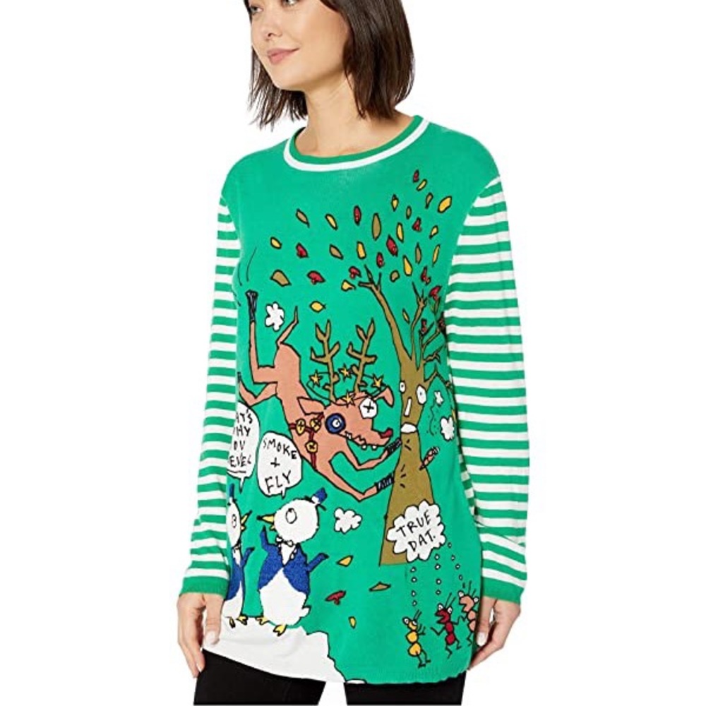 New Whoopi Goldberg No Smoke No Fly Christmas ugly Sweater